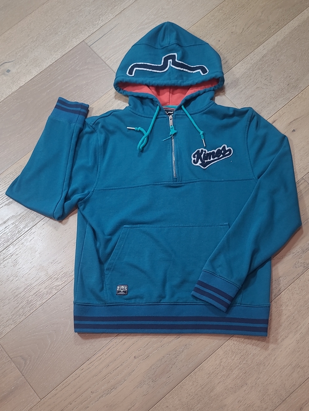 Kimes Ranch Team One Hoodie Men's sz M Teal 1/4 Zip Longhorn Logo Sweatshirt